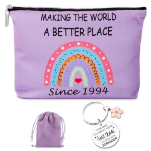 13th Birthday Gifts for Girls with 2011 Birthday Makeup Bag and Inspirational Keychain, 13 Year Old Birthday Gift Ideas for Daughter, Niece, Granddaughter, Summer/Christmas Cosmetic Travel Bag