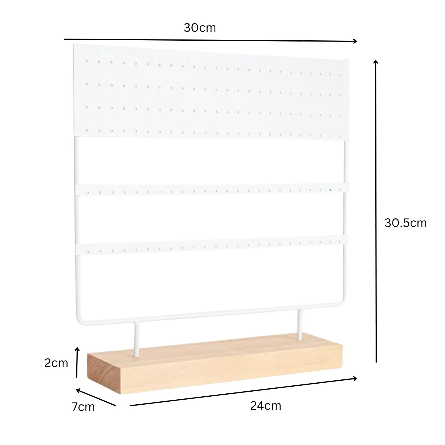 144-Hole Metal Earring Organizer with Tray, White - Gominimo