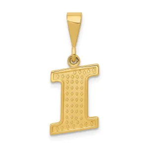 14k Yellow Gold Polished Texture Finish Letter I Initial Charm Pendant