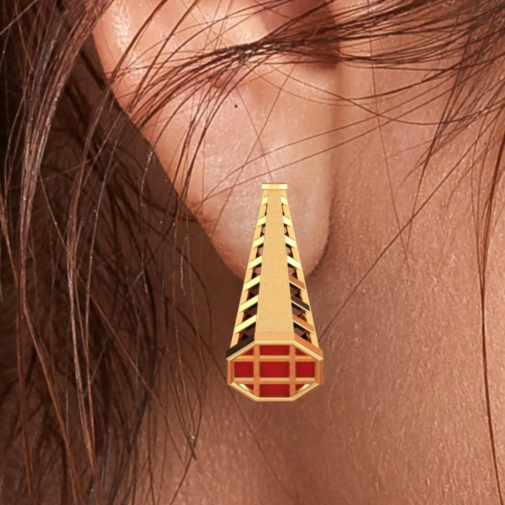 18k Gorgeous Conical Gold Earrings With A Reddish Tint