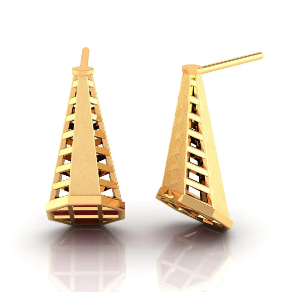 18k Gorgeous Conical Gold Earrings With A Reddish Tint