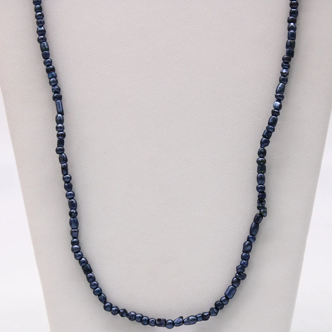 27" Pearl Blue Glass Bead Necklace (Dozen)