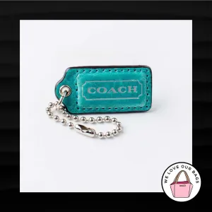 2" Medium COACH TEAL BLUE LEATHER KEY FOB BAG CHARM KEYCHAIN HANGTAG TAG