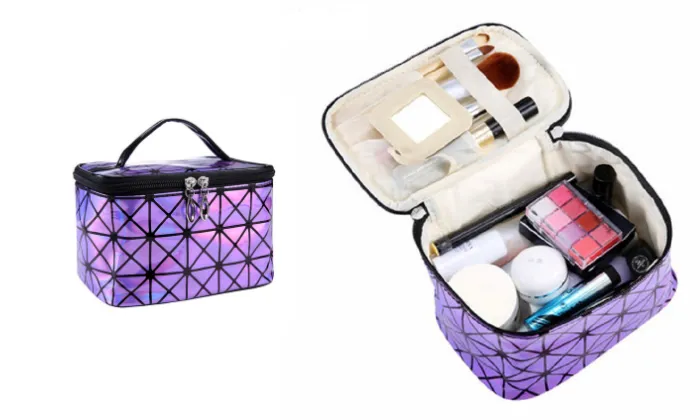 3D Laser PU Folding Cosmetic Bag