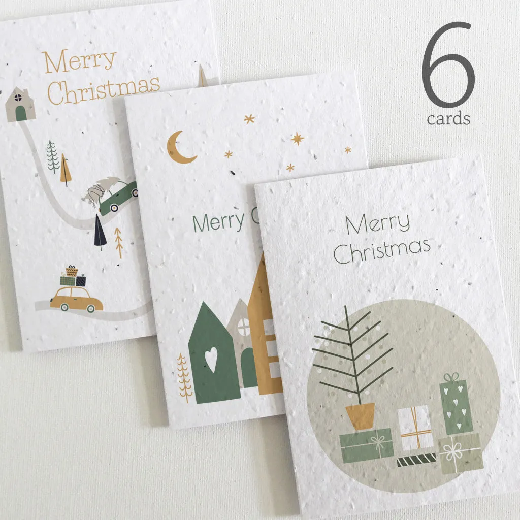 6 Plantable Christmas Cards - Scandinavian Christmas