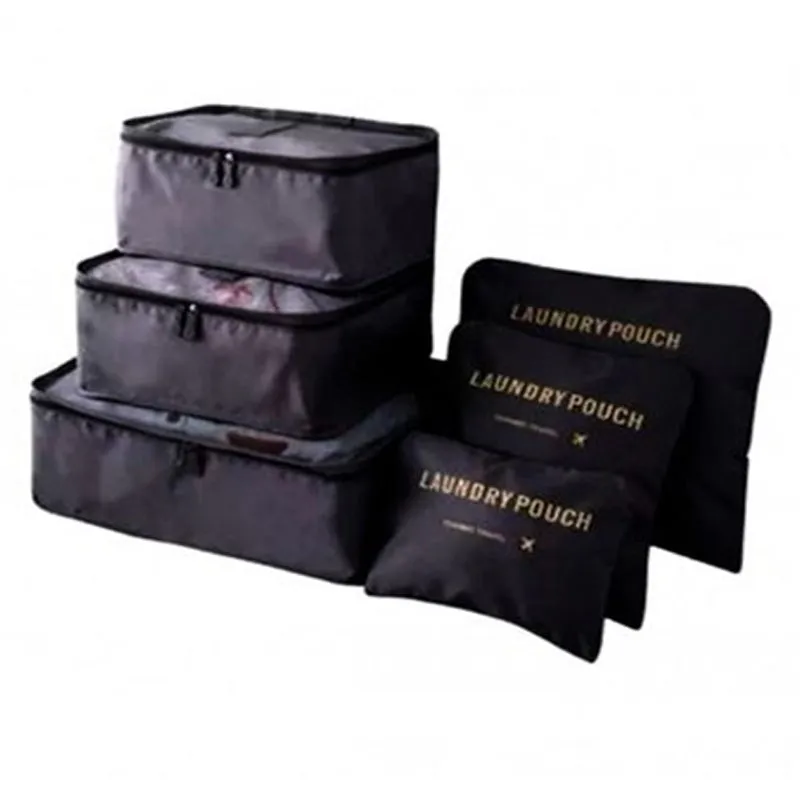 6pcs Travel Storage Bag Luggage Organizer Packing Tidy Clothing 6In1 Clothes Laundry Sleeves Pouch Cubes Organiser