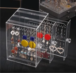 Acrylic Transparent Jewellery Organizer, Earrings Display Holder, Dust-proof Jewellery Organizer, Jewellery Storage Box Earring Display Stand