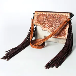 American Darling Hide Fringe Tooled Crossbody Purse