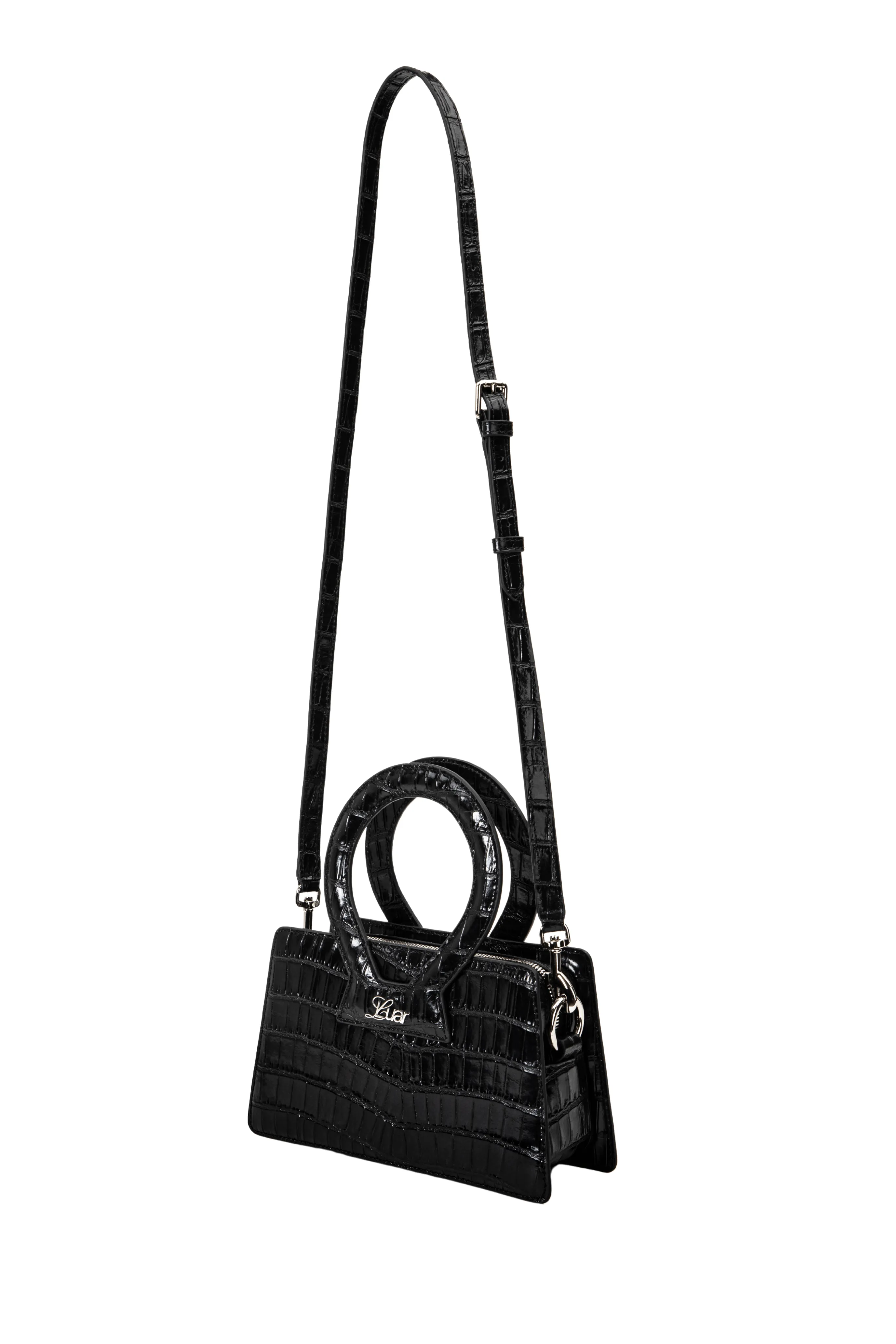 Ana Small Black Croc Bag