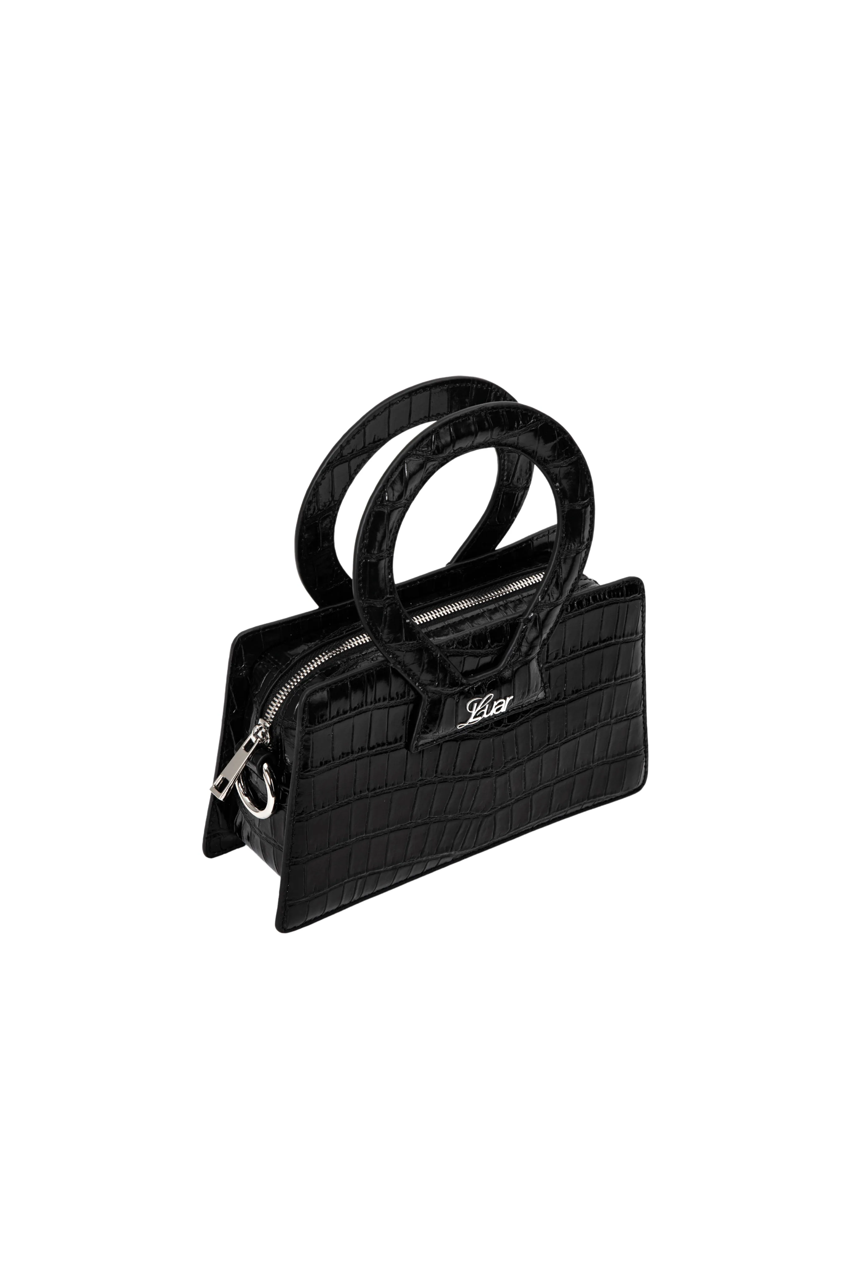 Ana Small Black Croc Bag