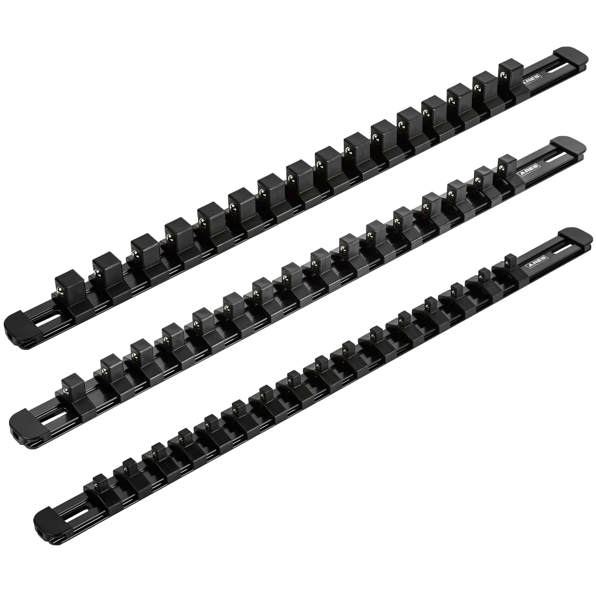 ARES 60123 - 3-Piece Black 17-Inch Aluminum Socket Rail Set with Locking End Caps