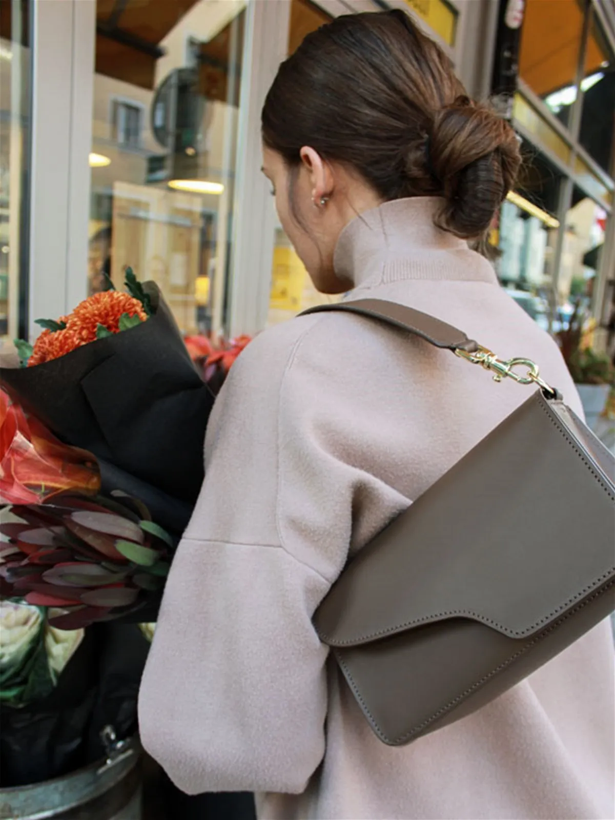 Assisi Khaki Brown Crossbody Bag