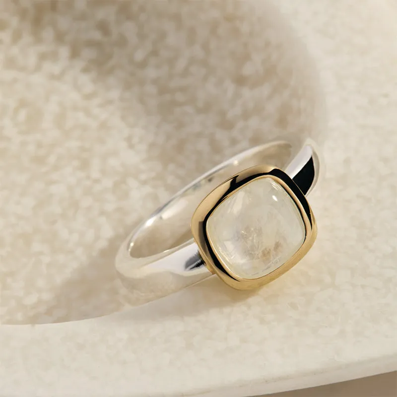 AURA TWO-TONE MOONSTONE RING