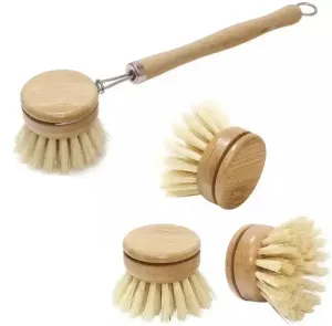 Bamboo brush with replaceable Sisal Agave bristles