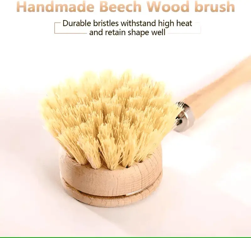 Bamboo brush with replaceable Sisal Agave bristles