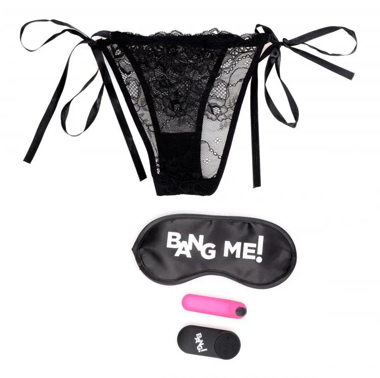 Bang! Power Panty Lace Panties Bullet & Blindfold Kit Pink