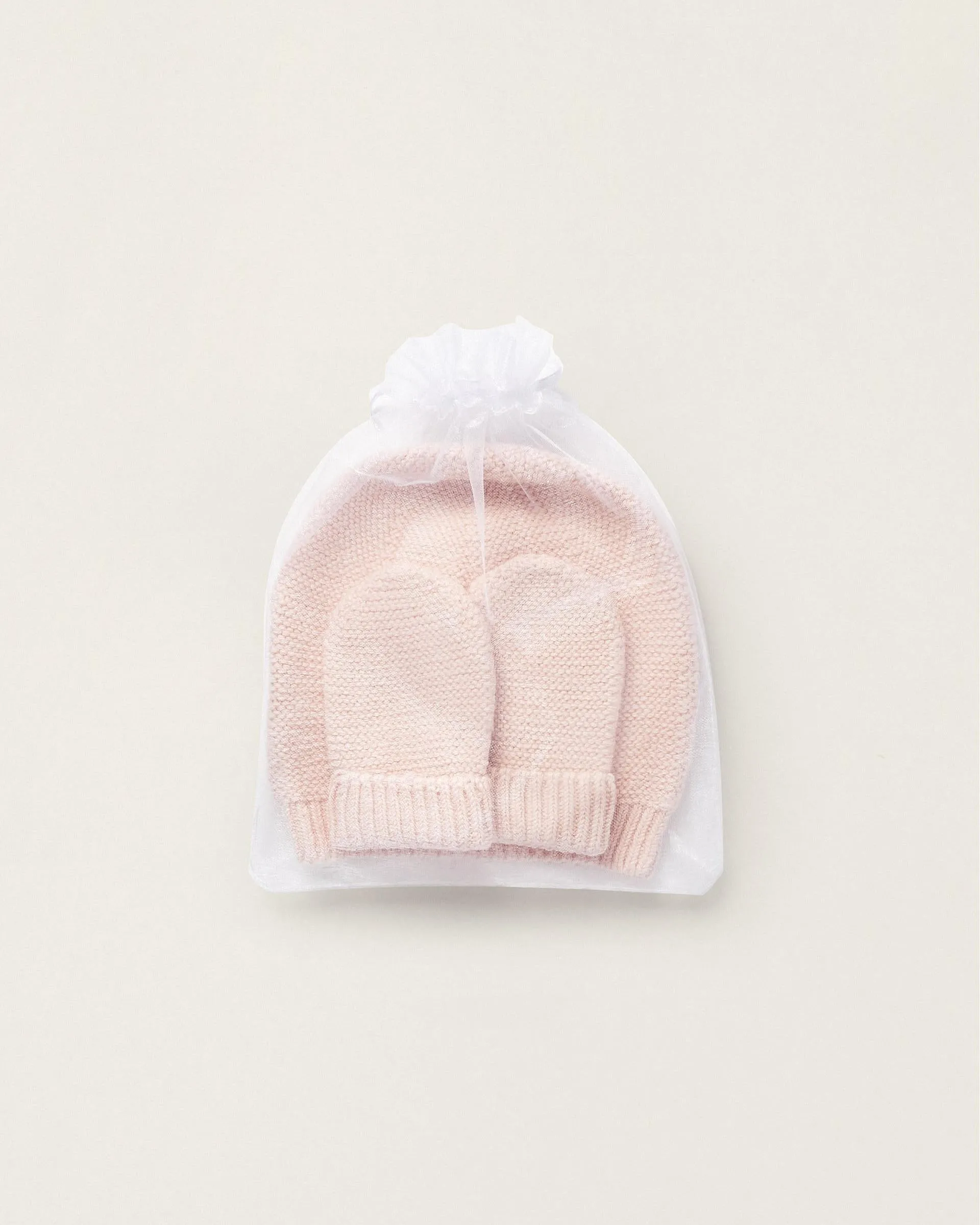 Beanie   Knitted Gloves for Newborn Girls, Pink