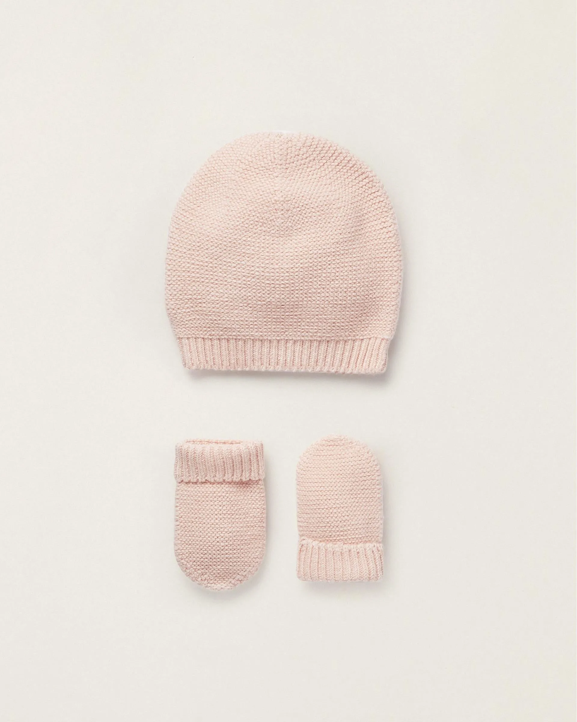 Beanie   Knitted Gloves for Newborn Girls, Pink