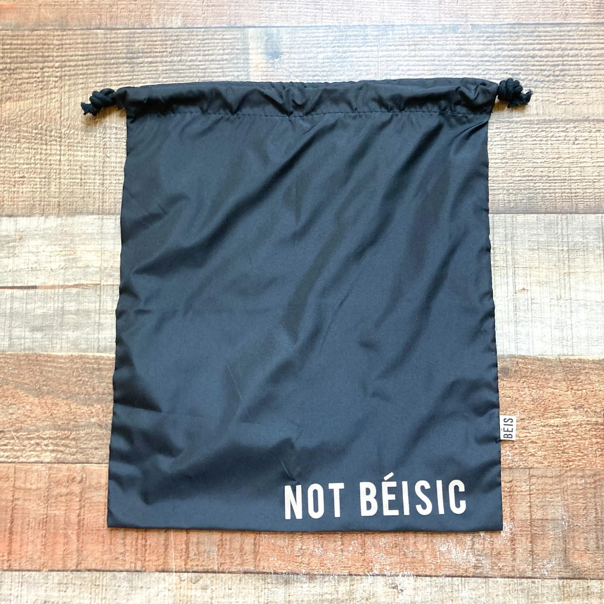 Beis Two Pack Small and Medium Black Drawstring Bags