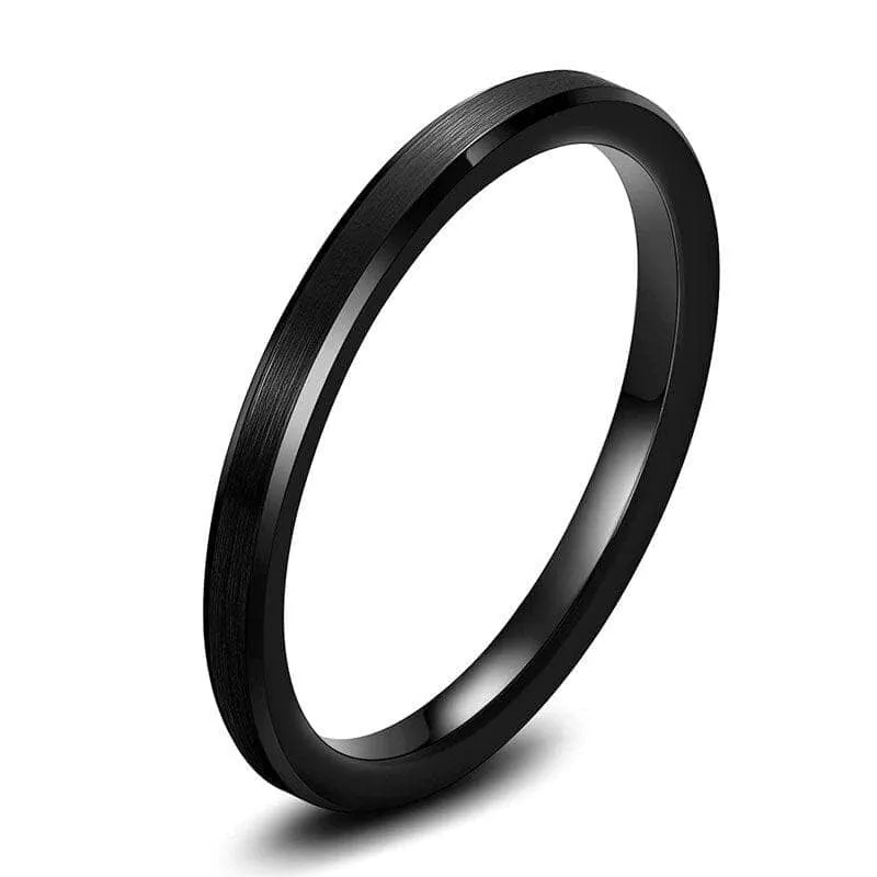 Beveled Edges & Brushed 2mm Tungsten Wedding Band