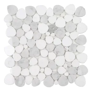 Bianco Carrera Thassos - Shaved Pebble Tile