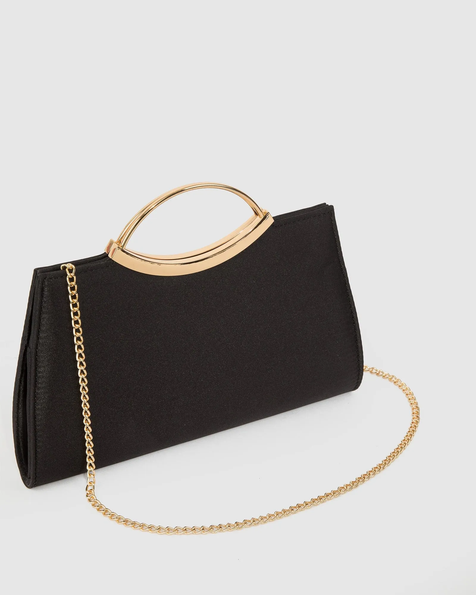 Black Jessie Handle Clutch Bag