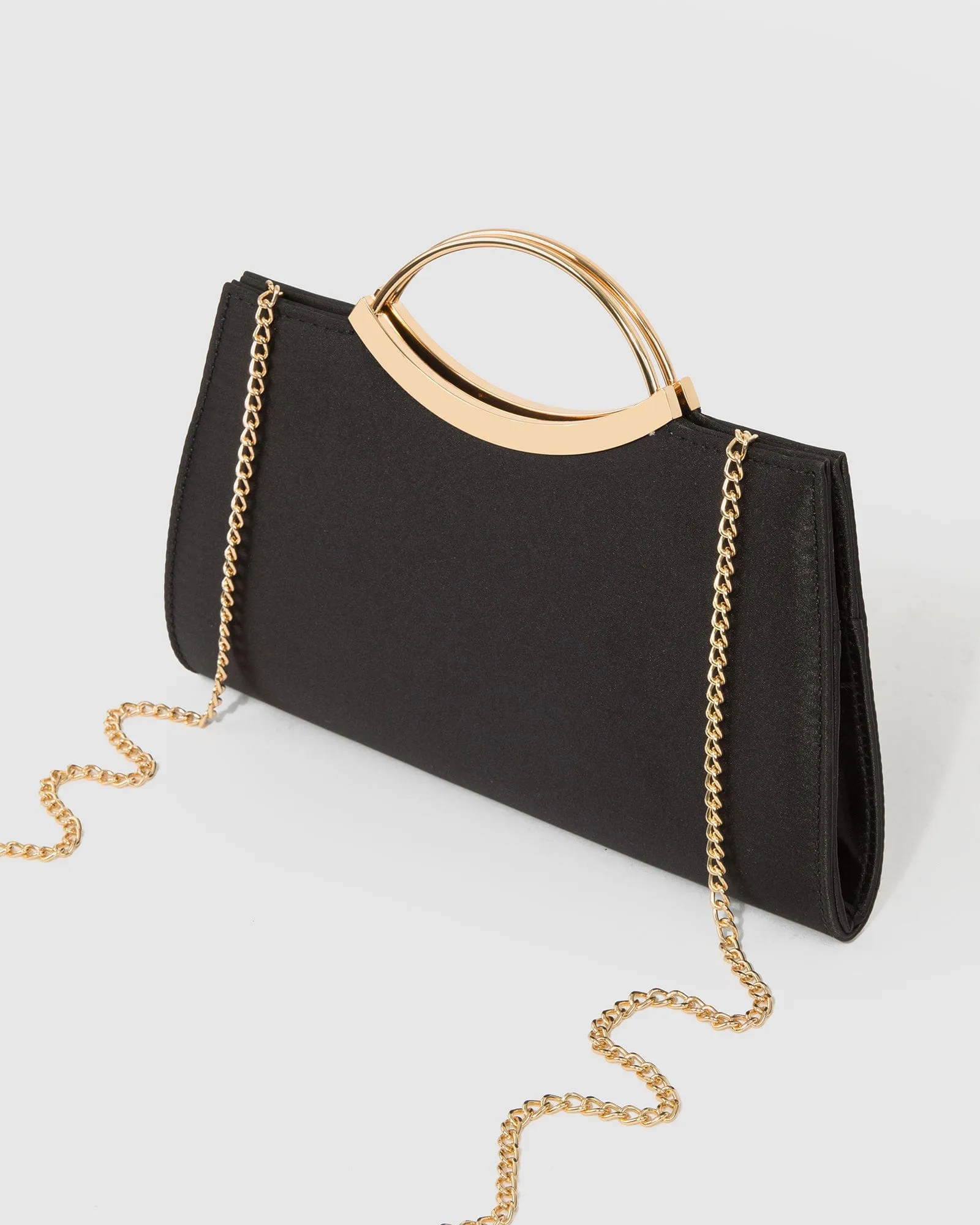 Black Jessie Handle Clutch Bag