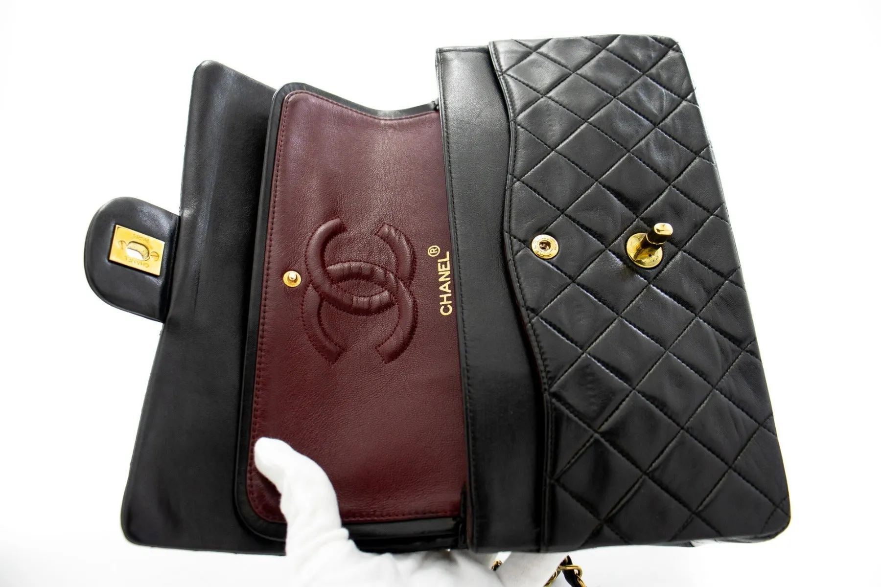 Black Medium Double Flap Bag