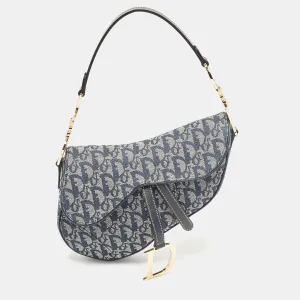 Blue Oblique Canvas Saddle Bag