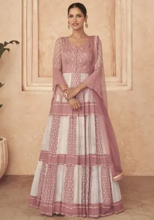 Bridesmaid Designer Pink Georgette One Piece Dress With Dupatta