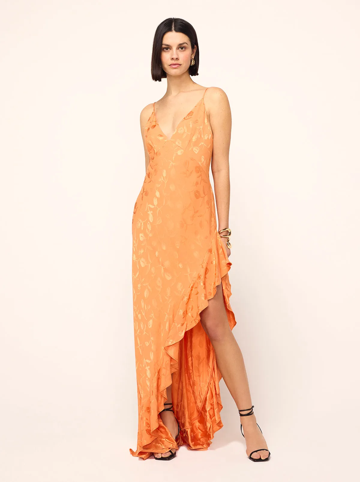 Brigitte Apricot Tulip Jacquard Maxi Dress