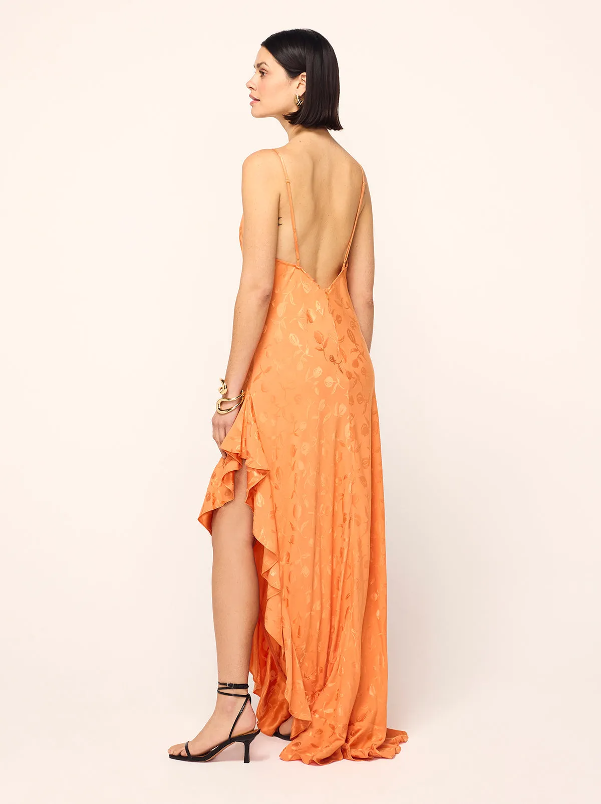 Brigitte Apricot Tulip Jacquard Maxi Dress