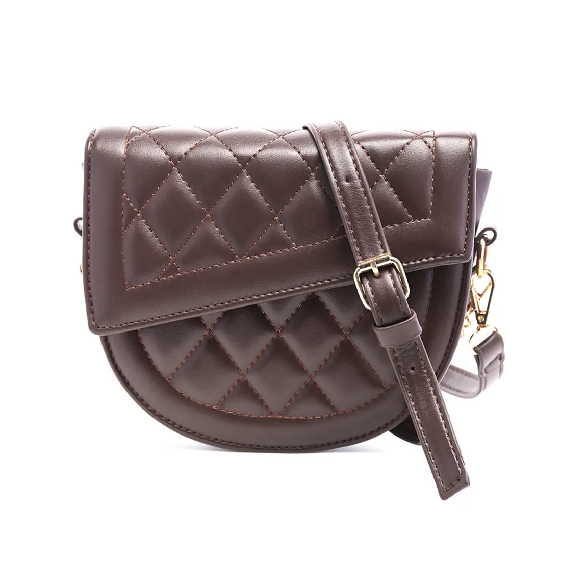 Brown Quilted Sling Bag