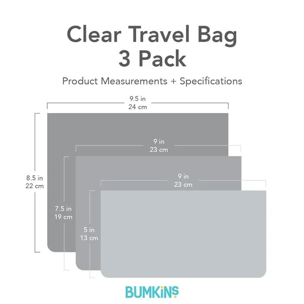 Bumkins Clear Travel Bag 3 Pack, Hello Kitty and Friends® Fruit Punch