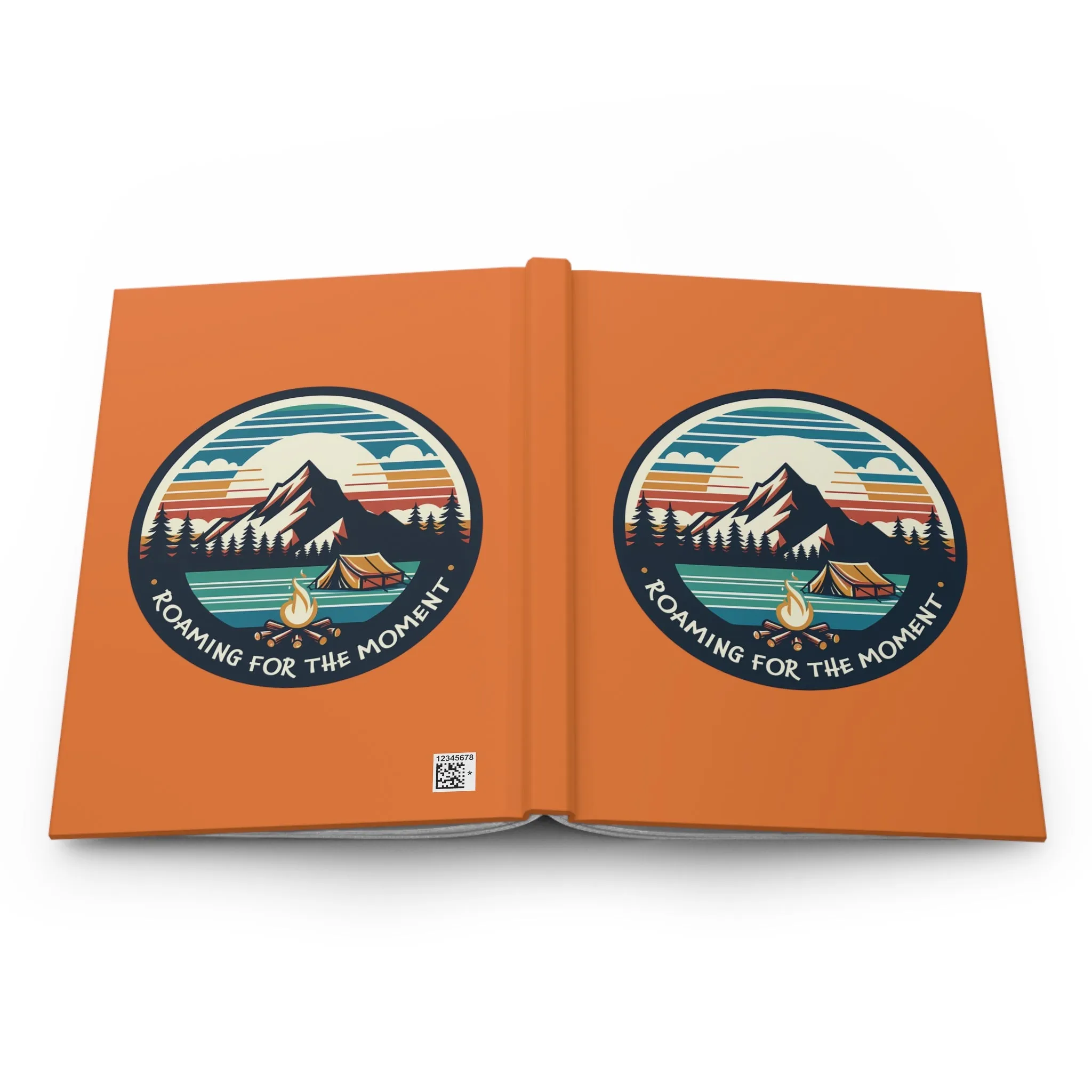 Camping Roaming Orange Matte Hardcover Journal | Outdoor Adventures Blank Book | Retro Wilderness Nature Lined Notebook Diary Dream Log