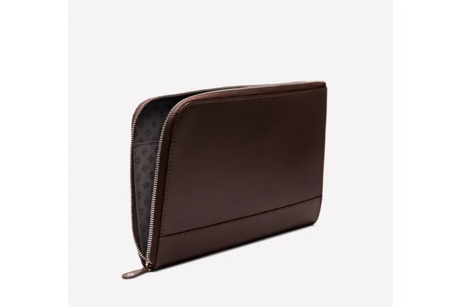 Capra Medium Zip Clutch - Chocolate