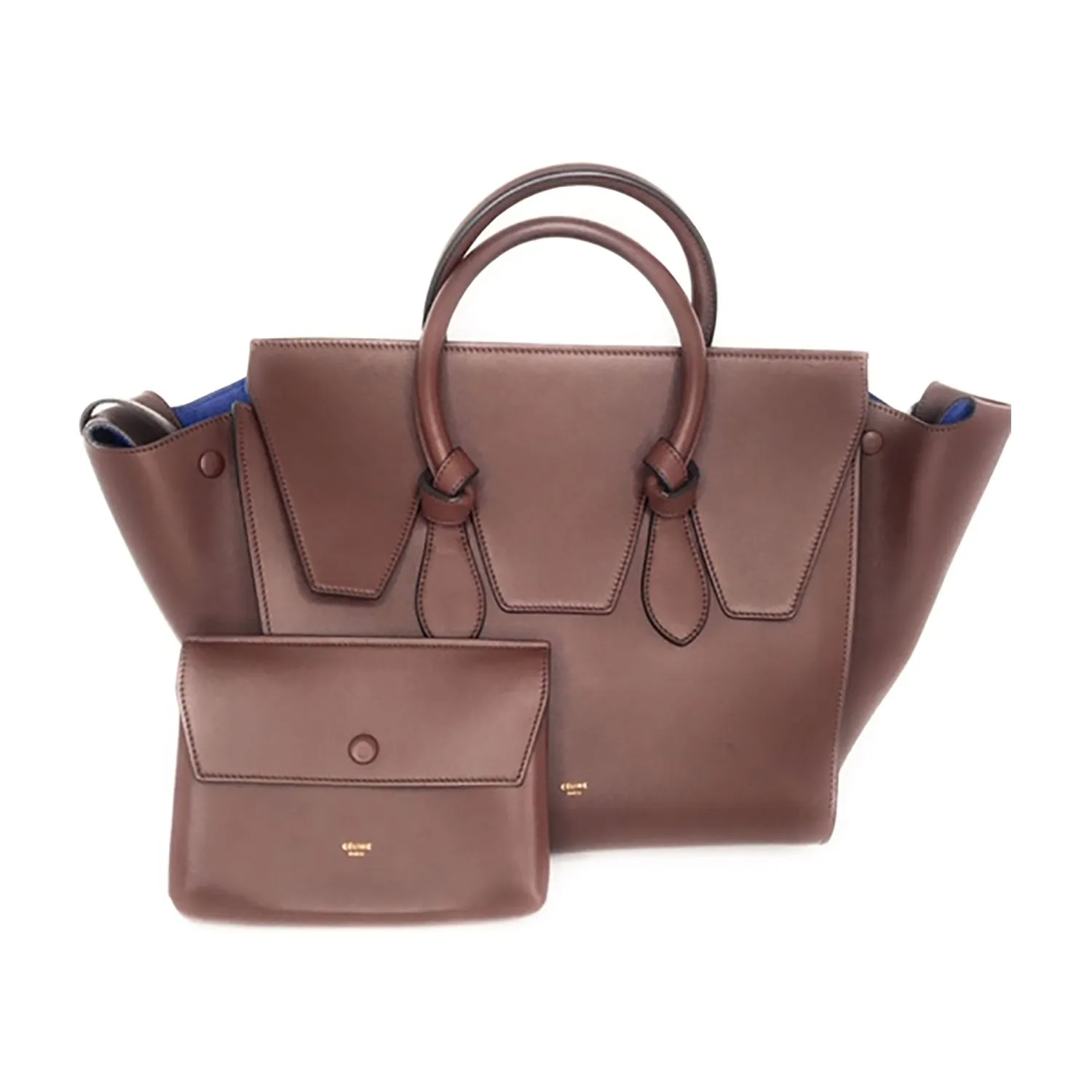 Celine Smooth Calfskin Tie Handbag Chocolate