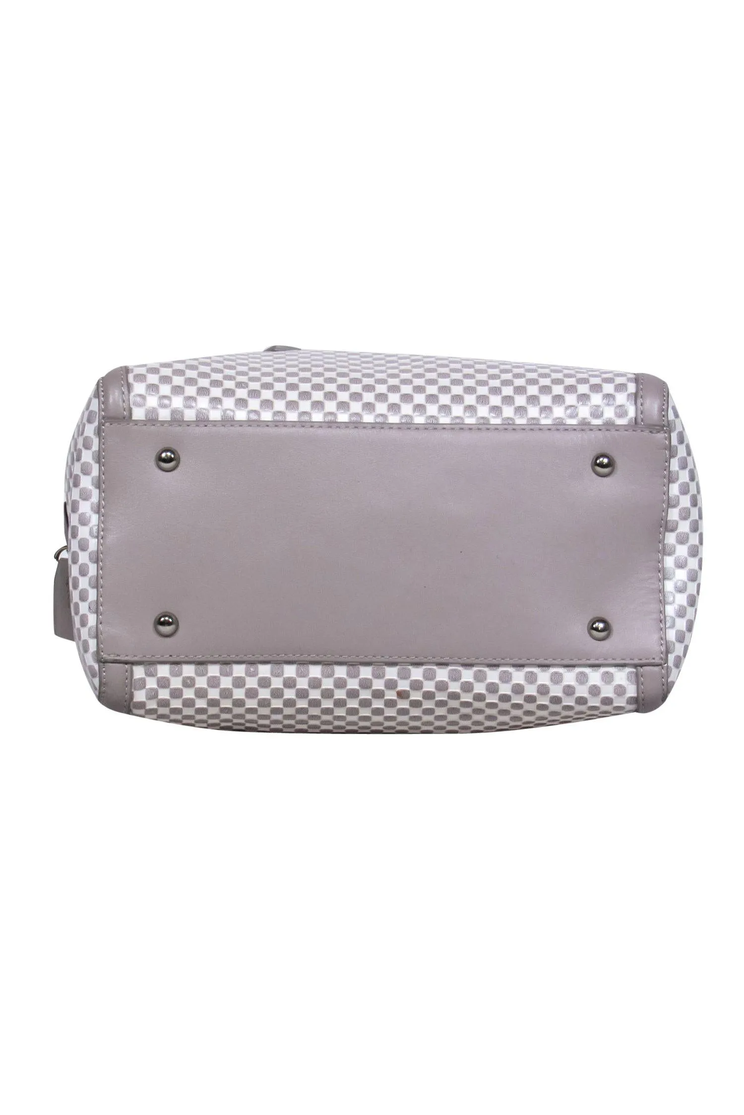 Charles Jourdan - White & Gray Checkered Leather Mini Convertible Carryall