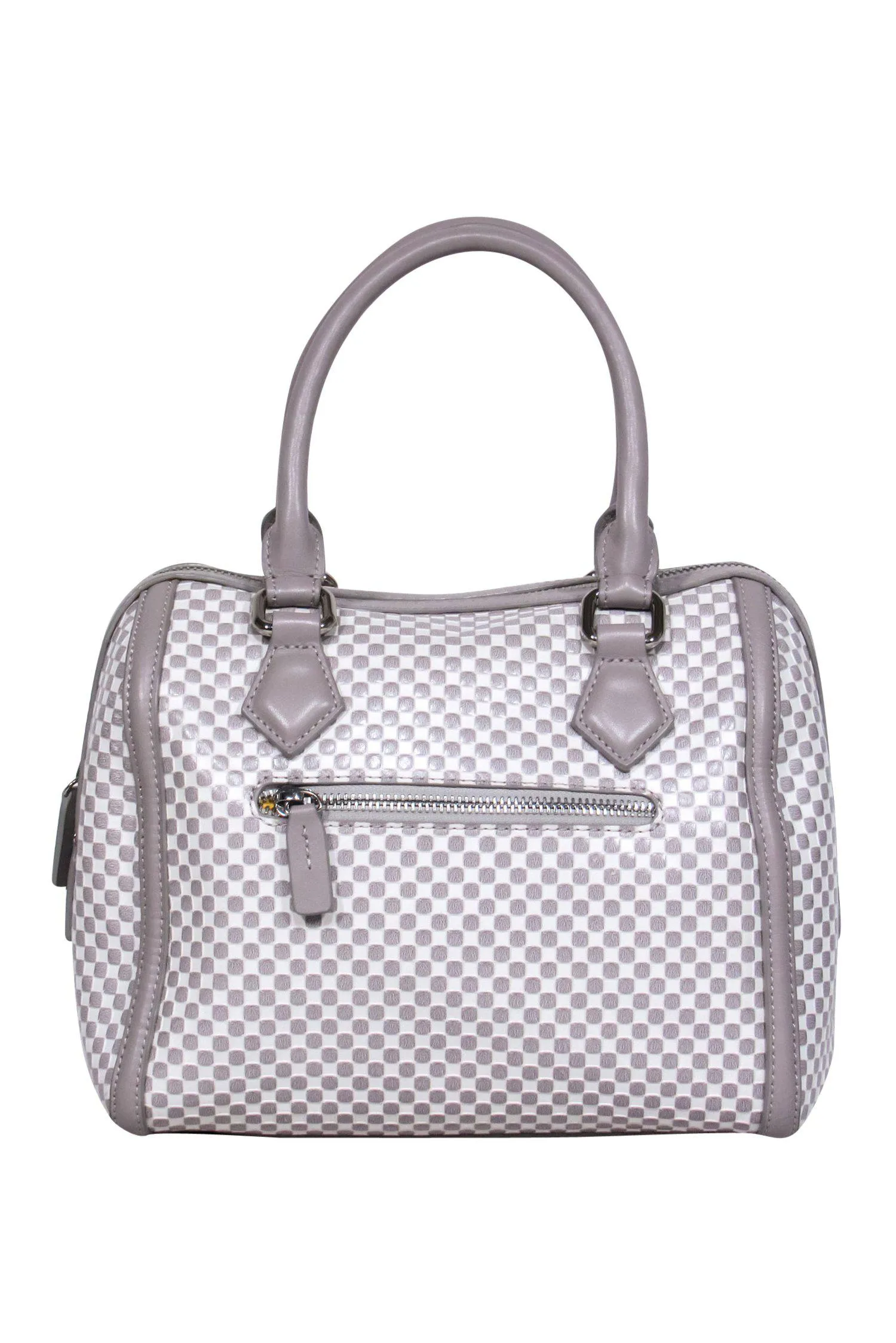 Charles Jourdan - White & Gray Checkered Leather Mini Convertible Carryall