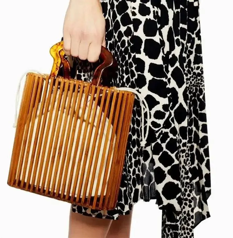 Chic Bamboo Vertical Tote - Stylish Eco-Friendly Handbag