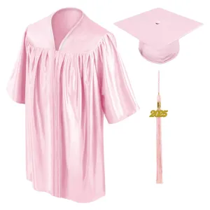 Child Shiny Pink Graduation Cap & Gown - Preschool & Kindergarten