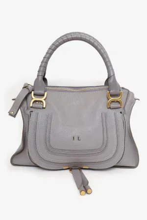 Chloe Grey Leather Marcie Top Handle Bag with Strap with 'IL' Initials