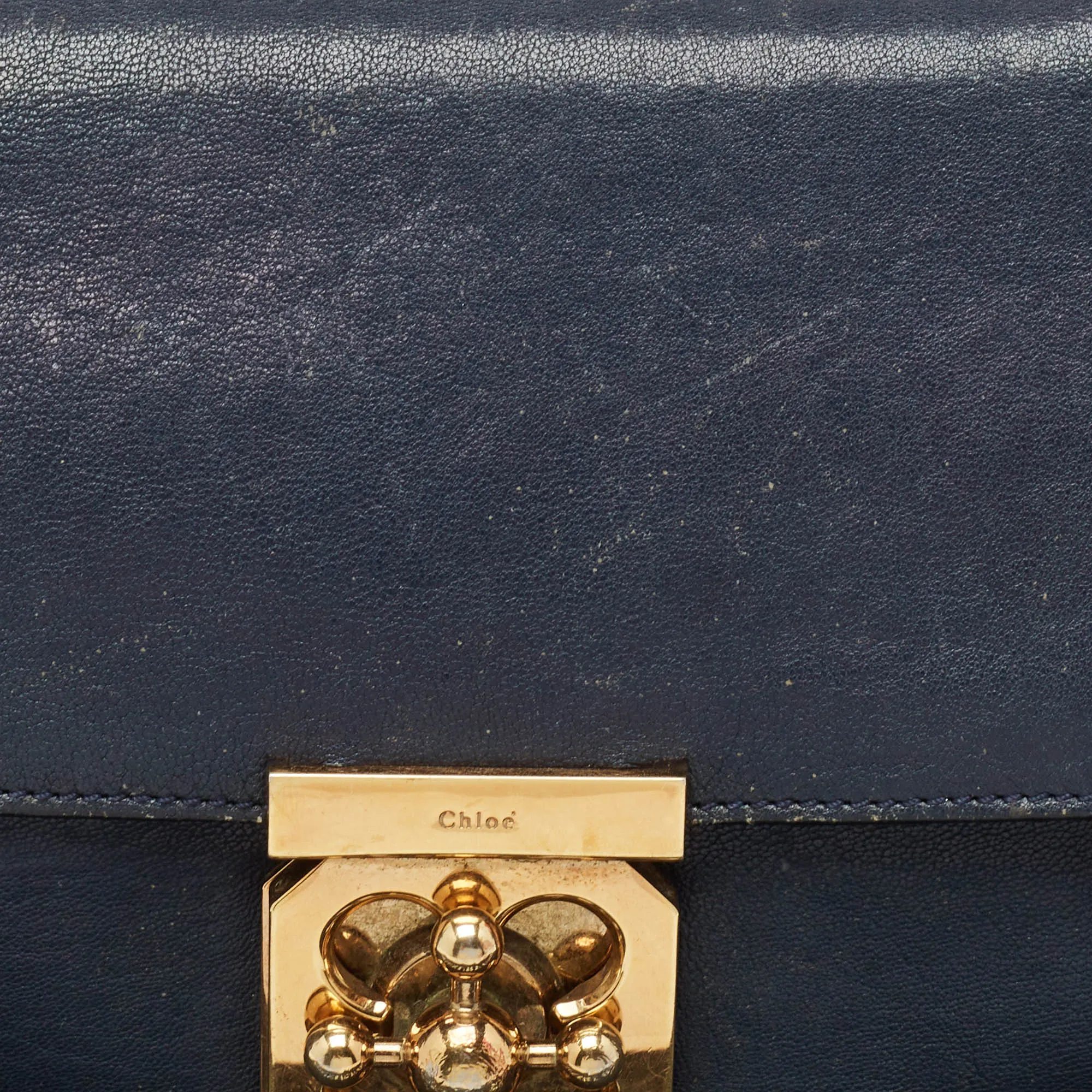 Chloe Navy Blue Leather Medium Elsie Shoulder Bag