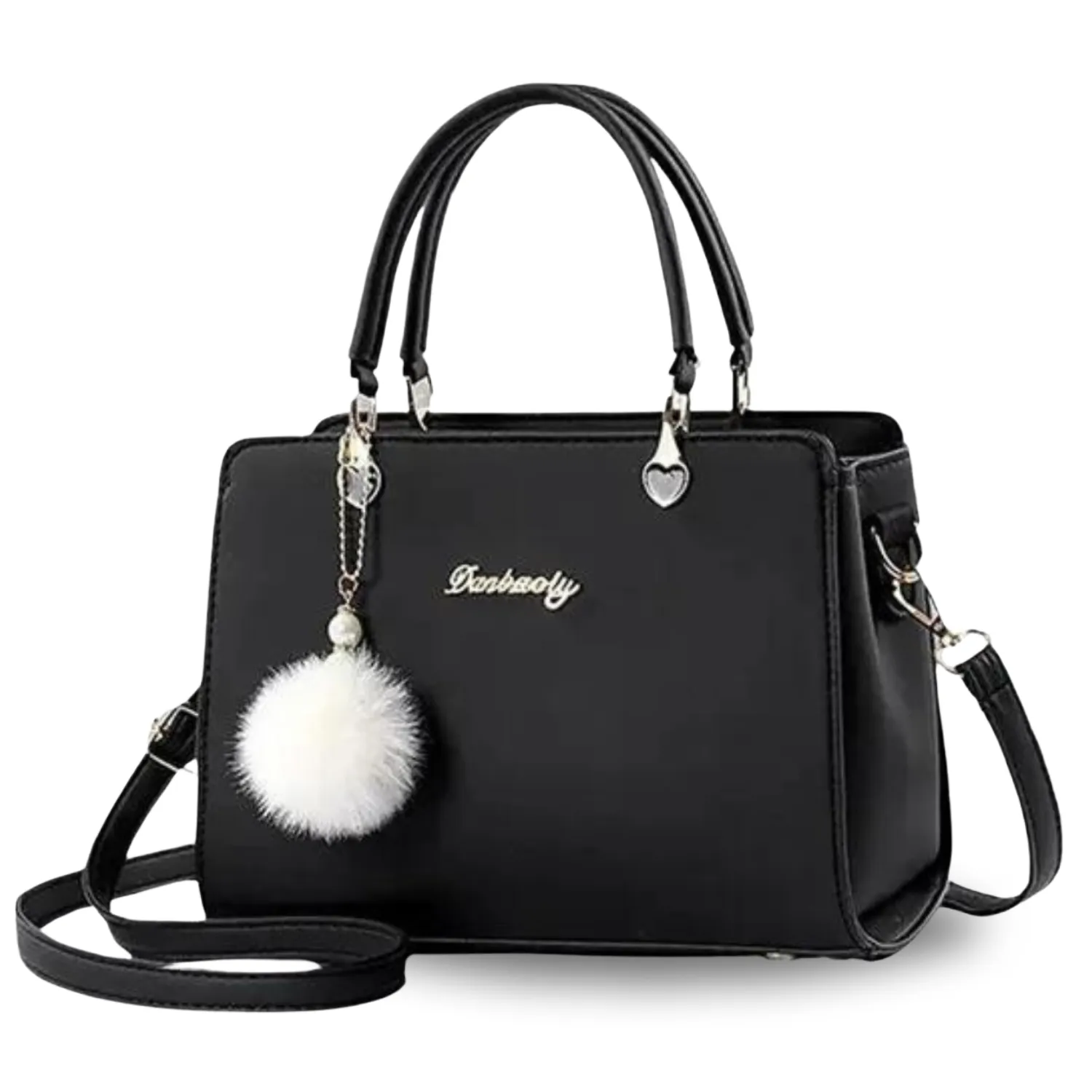 Classic Plush Ball Charm Satchel Tote Bag