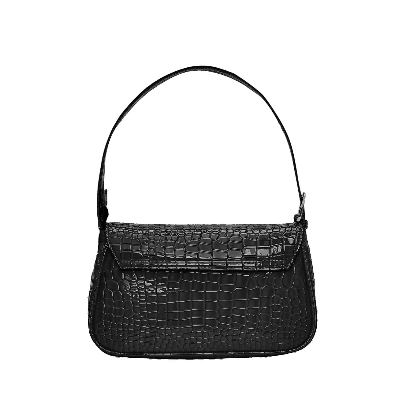 Croc Embossed Flap Shoulder Bag