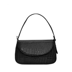 Croc Embossed Flap Shoulder Bag