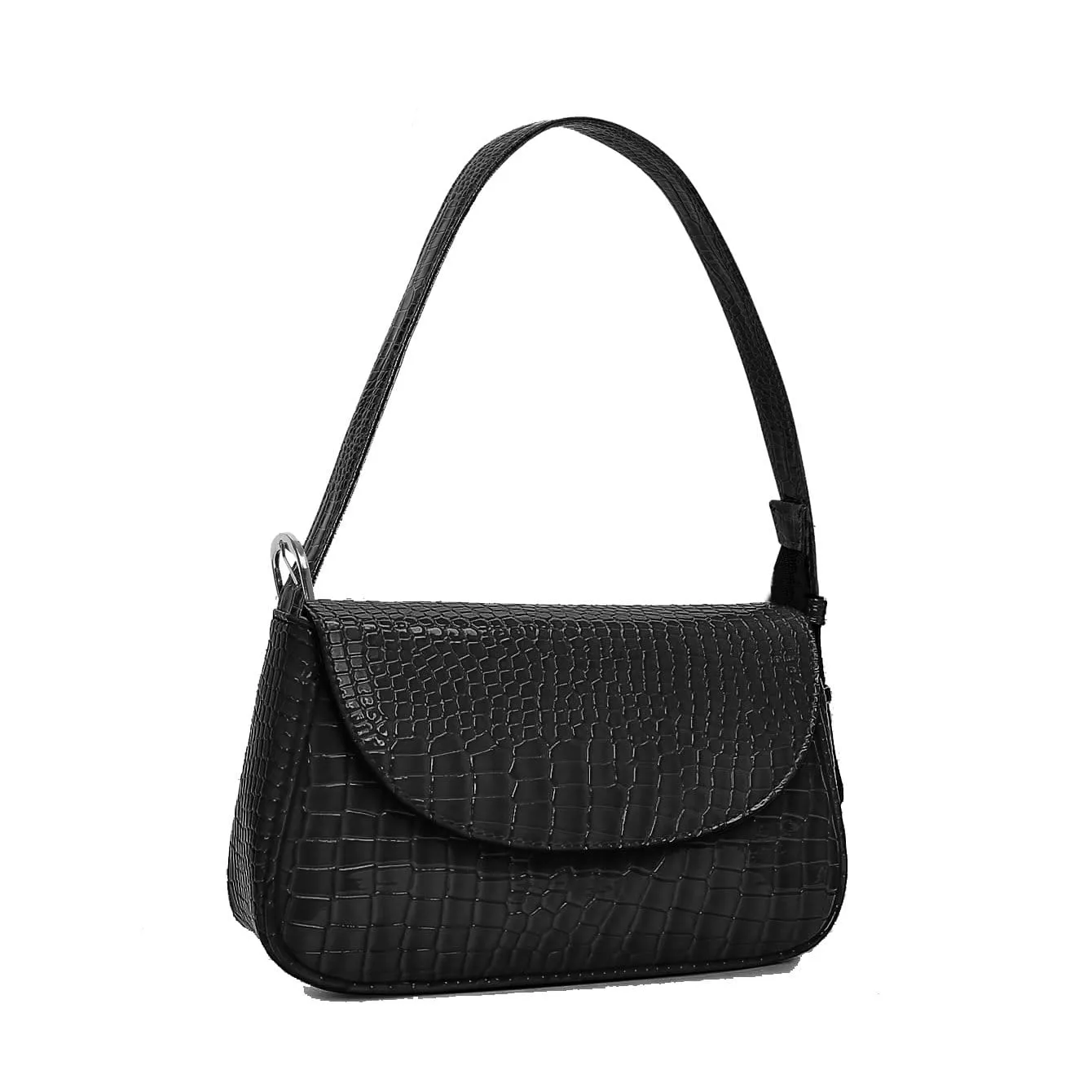 Croc Embossed Flap Shoulder Bag