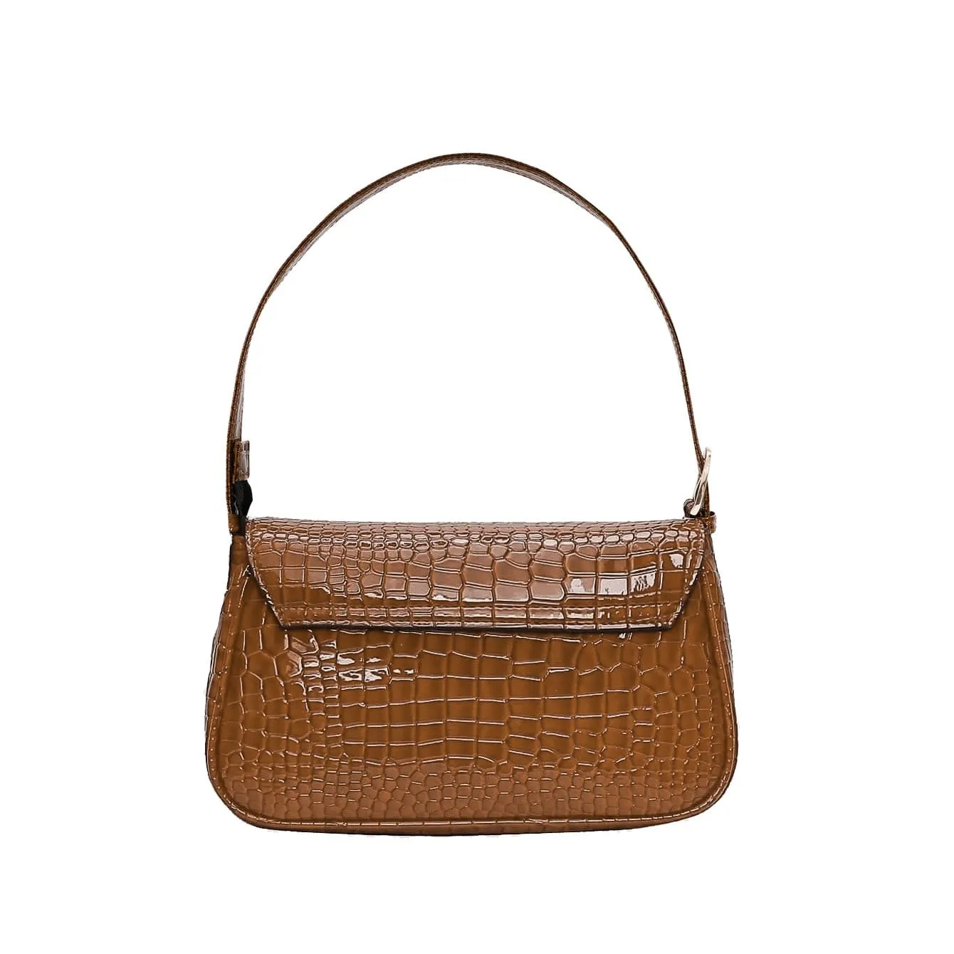 Croc Embossed Flap Shoulder Bag