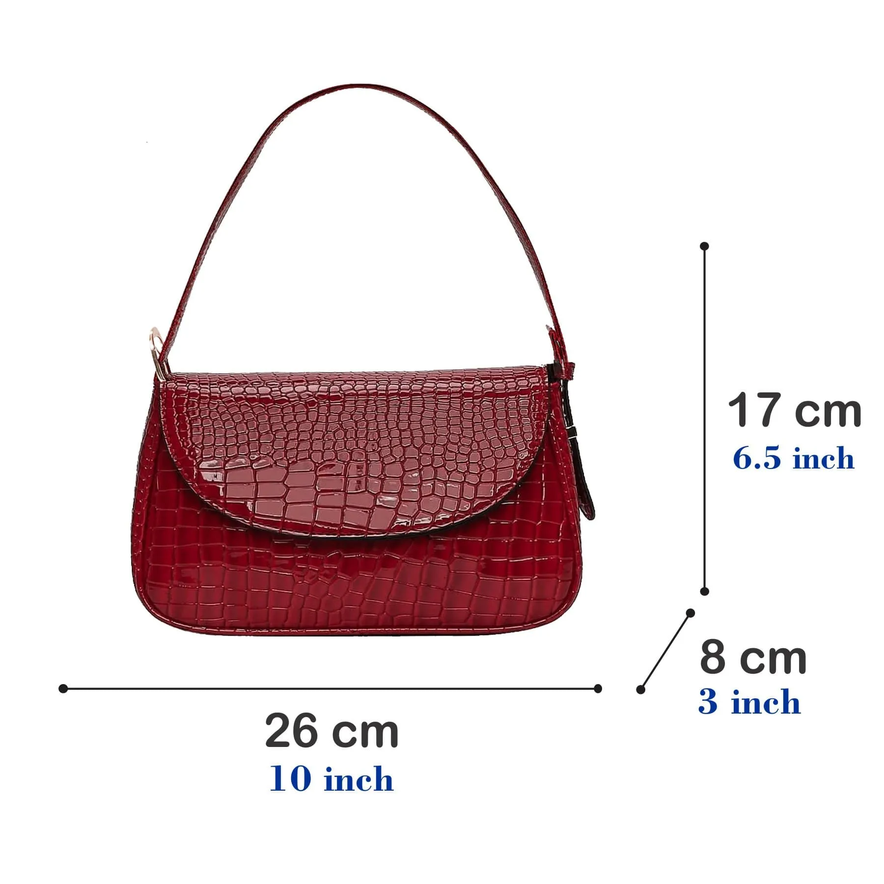 Croc Embossed Flap Shoulder Bag