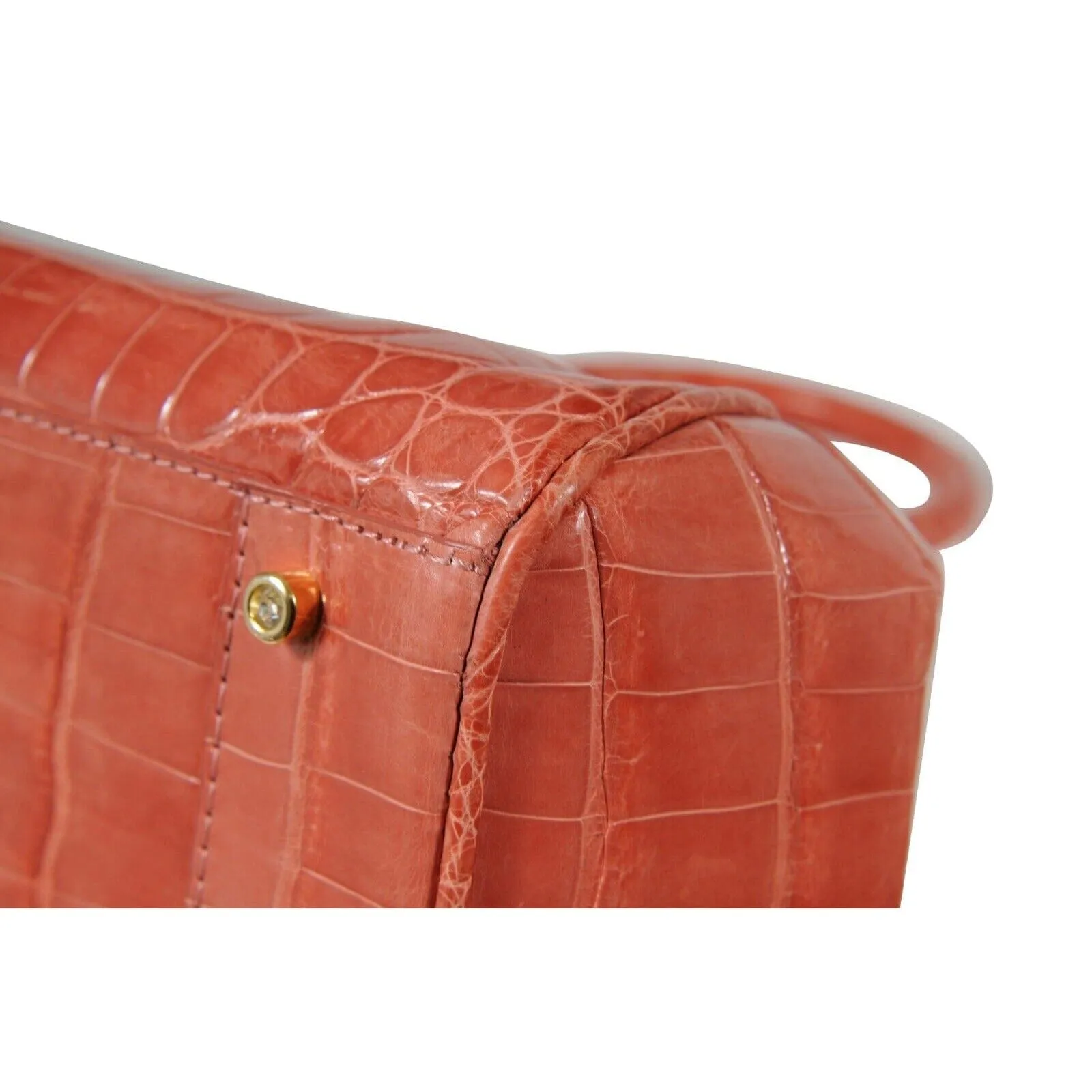 Crocodile Kelly Framed Satchel Bag Pink Leather Crossbody